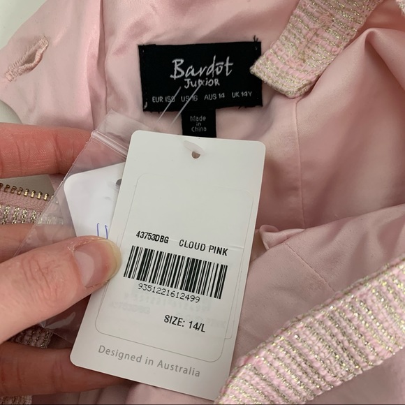 NWT Bardot Junior Blush Pink Gold Semi Formal Dress, Girl’s Size Large - Picture 4 of 10